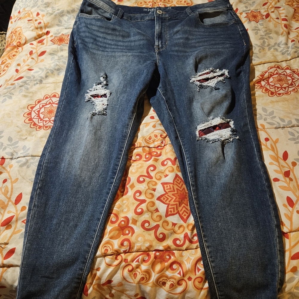 m jeans by Maurices. Blue high- rise Skinny Distressed Jeans